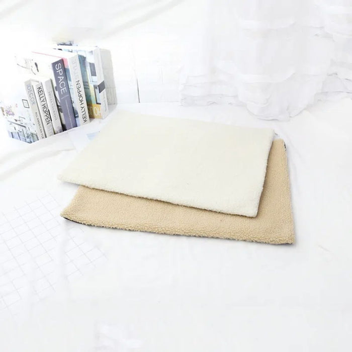 Self-Heating Cozy Pet Blanket: cream, off-white kitten and puppy, minimal style