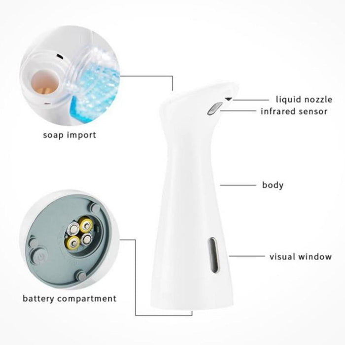 Sensor-Activated Automatic Liquid Soap Dispenser: white, black automatic soap dispenser, minimal modern style