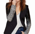 Sequin-Embellished Women's Jacket: black, silver blazer jacket, glamorous style