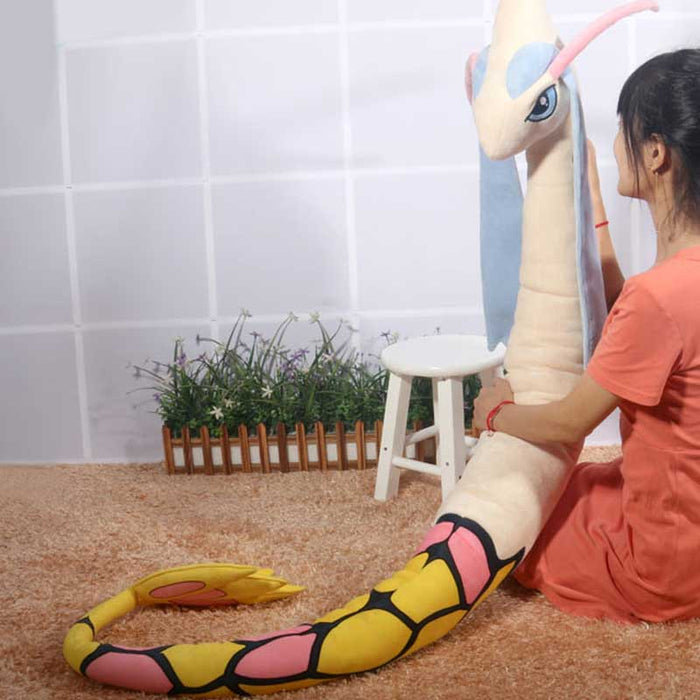 Serperior Plush Toy, High-Quality & Vibrant: mint green, dark green stylized snake/serpent character, cartoon style
