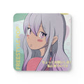 Set of Four Japanese Animation Coasters: lavender-gray, pink anime-style girl character, anime, kawaii, pastel style