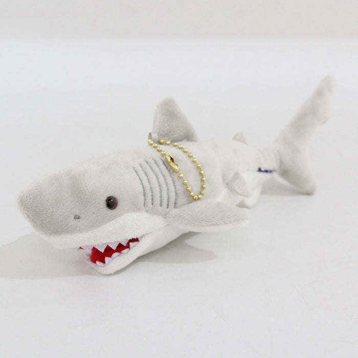 Shark Plush Key Chain Collection: light gray, white shark, cartoon style