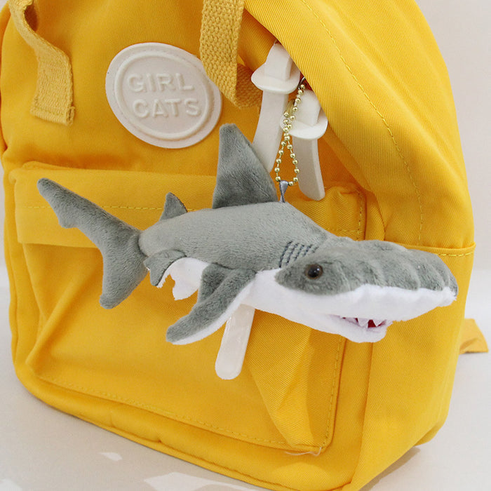 Shark Plush Key Chain Collection: light gray, white shark, cartoon style