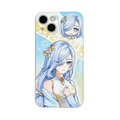 Shenhe Genshin Impact Phone Case: light blue, white anime-style female character, anime, kawaii style
