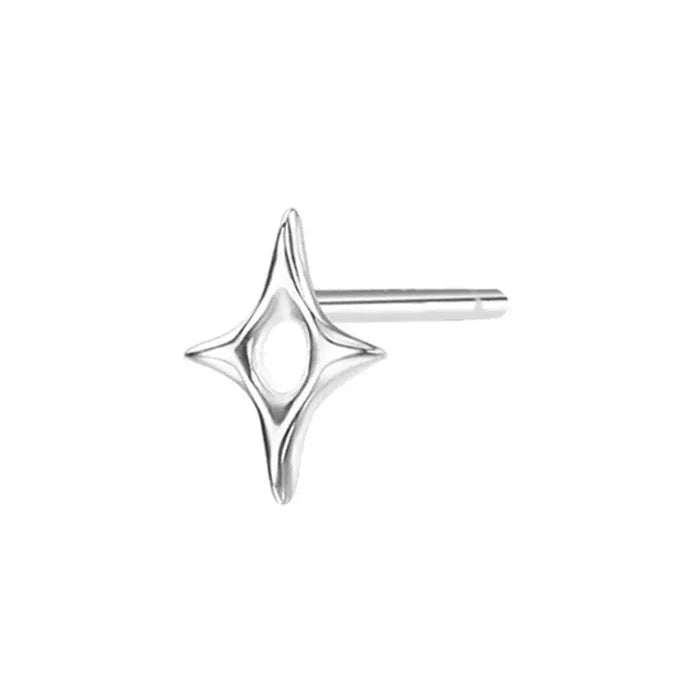 Shiny Star Earrings: silver stud earrings, minimal style