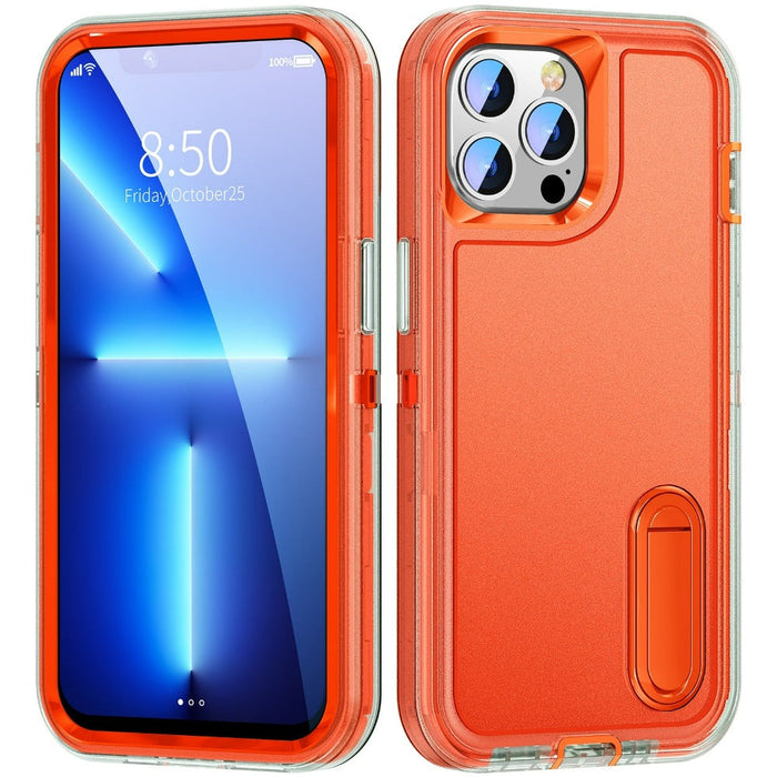 Shock-Resistant Phone Case with Full Coverage and Built-In Stand: orange, clear smartphone protective case, minimal style