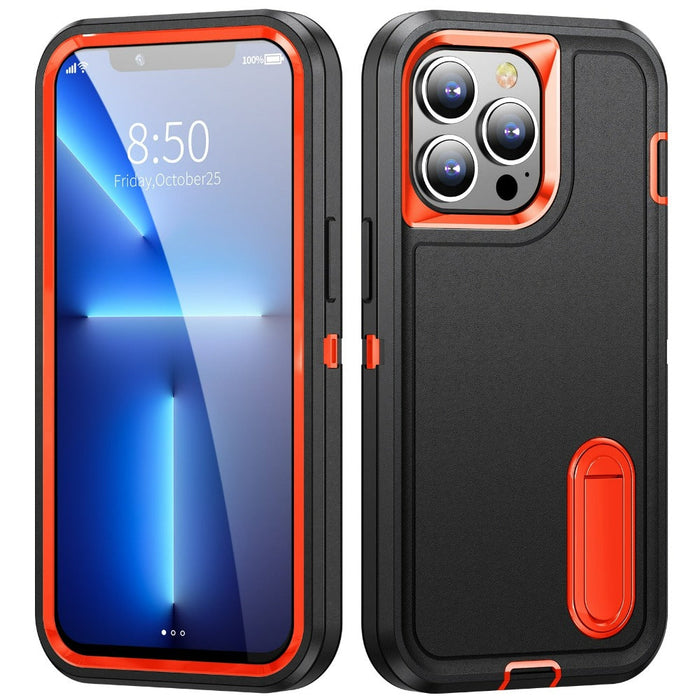 Shock-Resistant Phone Case with Full Coverage and Built-In Stand: orange, clear smartphone protective case, minimal style