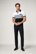 Short Sleeve Casual Polo Shirt with Striped Print for Men White