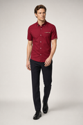 Short-Sleeved Button-Up Shirt for Men Red