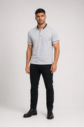 Short-Sleeved Polo Shirt for Men with Distinctive Collar Embellishments Light Gray