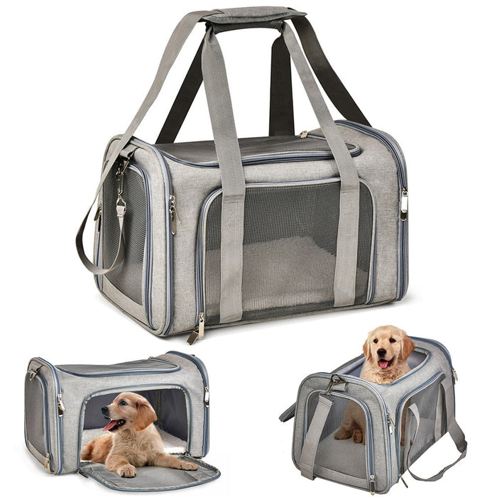 Shoulder Travel Bag for Comfortable Pet Transport: gray, dark gray dog, minimal style