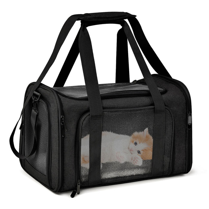 Shoulder Travel Bag for Comfortable Pet Transport: gray, dark gray dog, minimal style