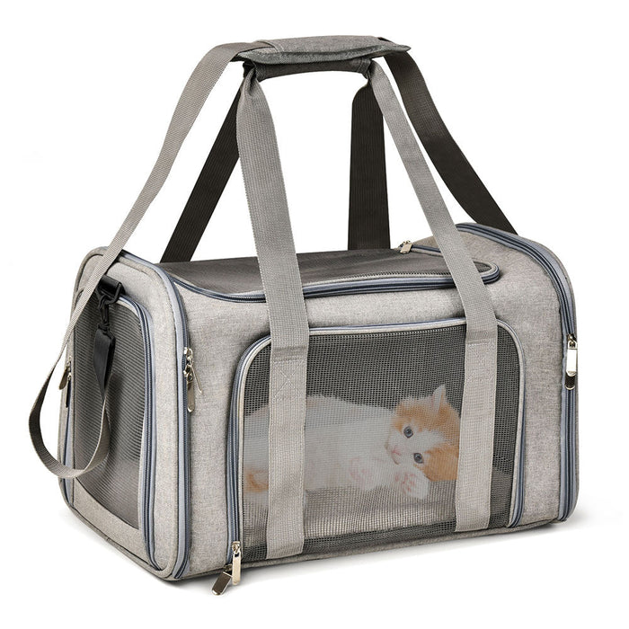 Shoulder Travel Bag for Comfortable Pet Transport: gray, dark gray dog, minimal style