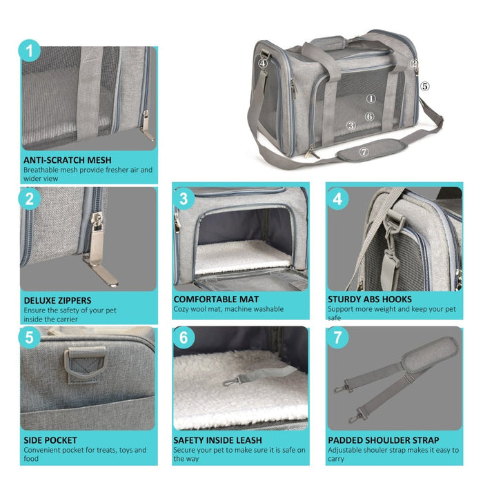 Shoulder Travel Bag for Comfortable Pet Transport: gray, dark gray dog, minimal style