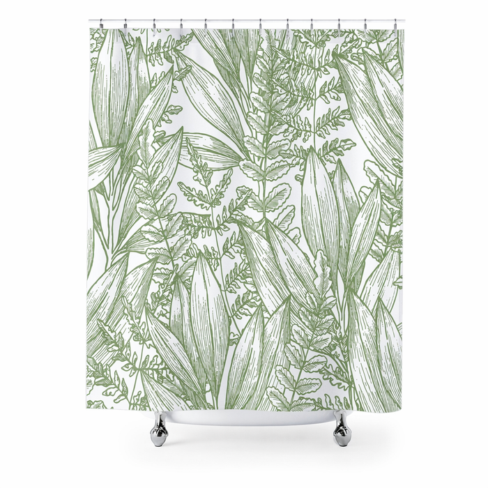 Shower Curtain with Leafy Silhouette Design Default