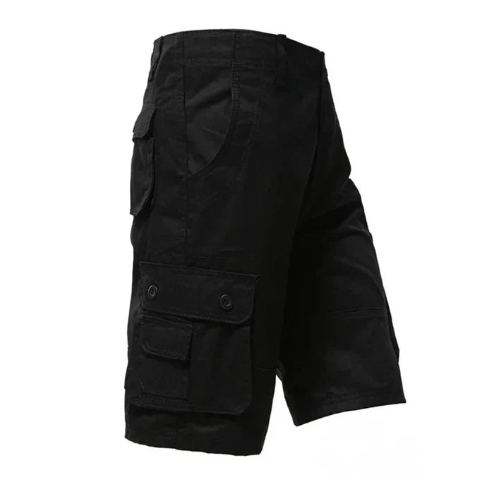 Side Pocketed Men's Casual Cargo Shorts: olive green cargo shorts, utilitarian military-inspired style