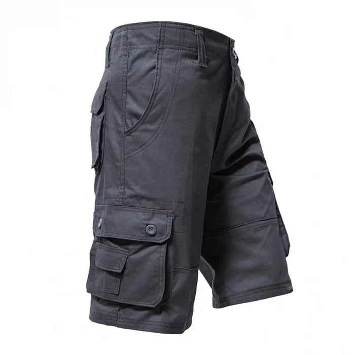 Side Pocketed Men's Casual Cargo Shorts: olive green cargo shorts, utilitarian military-inspired style