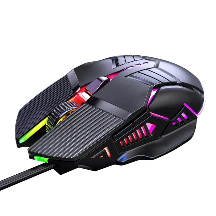 Silent Wired Gaming Mouse with 3200 DPI for Enhanced Precision: black, dark gray gaming mouse, futuristic gaming style