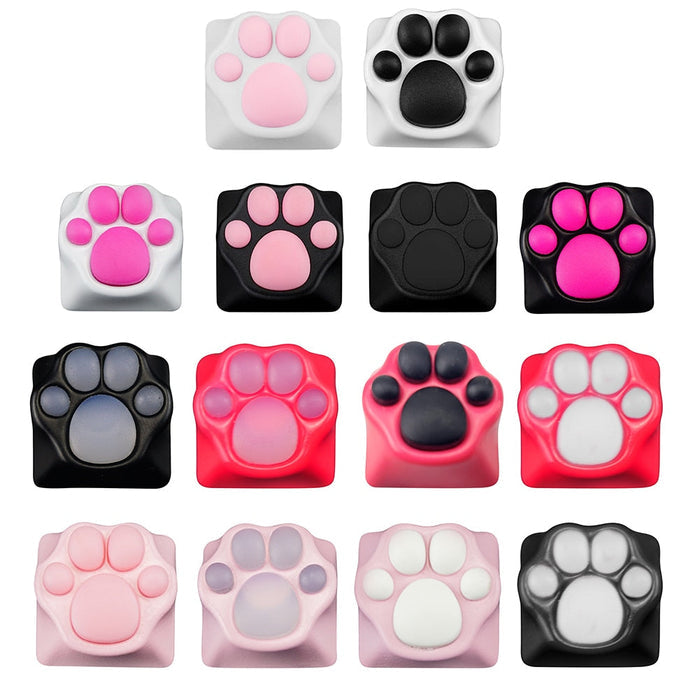 Silicon Feline Foot Key Cover: white, black animal paw, cartoon style