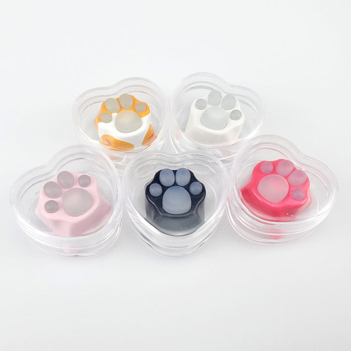 Silicon Feline Foot Key Cover: white, black animal paw, cartoon style