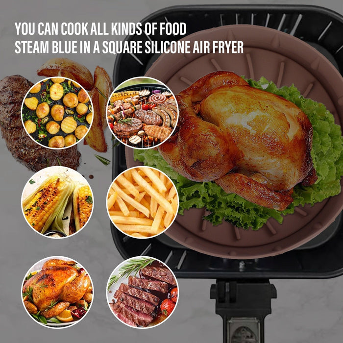 Silicone Basket for Air Frying in a Circular Form: light gray air fryer basket liner, minimal style