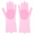 Silicone Multi-Purpose Cleaning Gloves for Scrubbing Pink