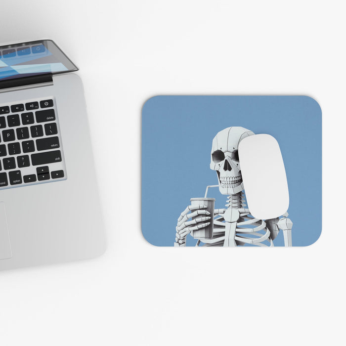 Sipster Mouse Pad: The Essential Tool for Your Desk Setup: white, light gray human skeleton, low-poly cartoon style