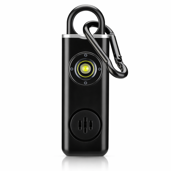 Siren Safety Alarm with Integrated LED Light for Personal Use Black