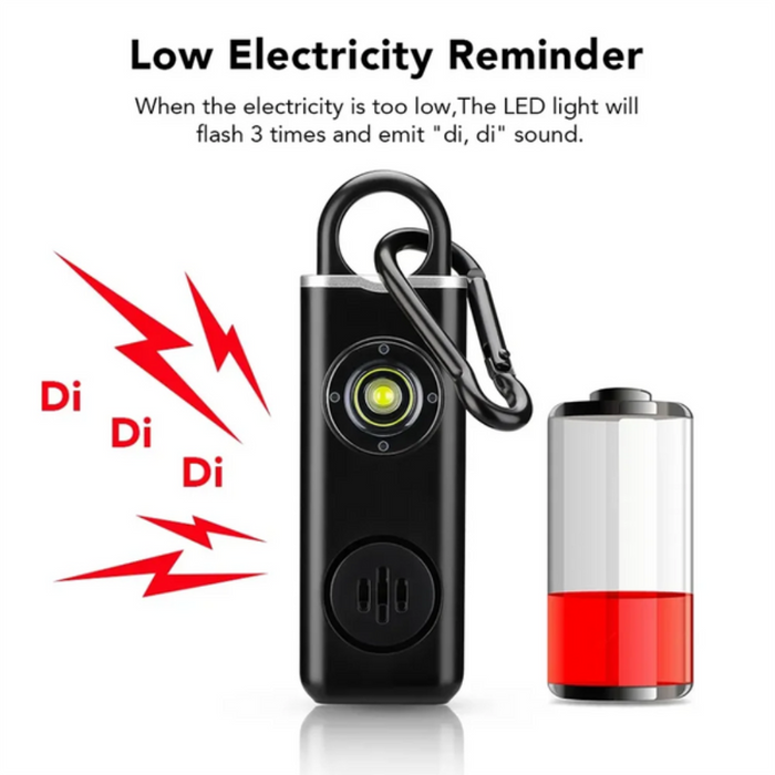Siren Safety Alarm with Integrated LED Light for Personal Use: black, silver personal safety alarm device, modern product adv