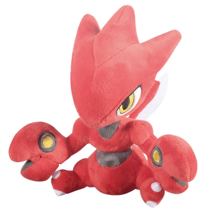 Sitting Scizor Plush, Perfect Gift: red, dark gray Scizor character, cartoon character plush style