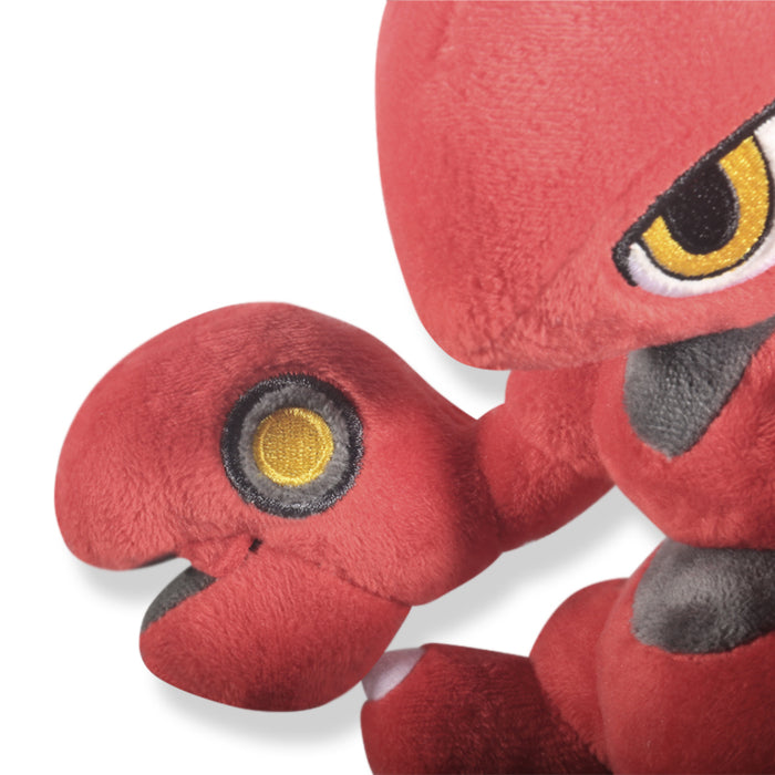 Sitting Scizor Plush, Perfect Gift: red, dark gray Scizor character, cartoon character plush style