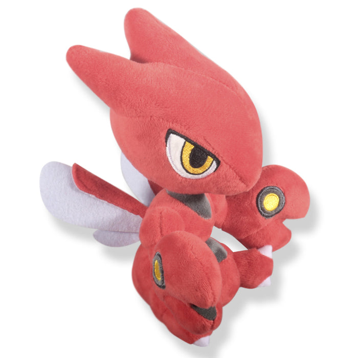 Sitting Scizor Plush, Perfect Gift: red, dark gray Scizor character, cartoon character plush style