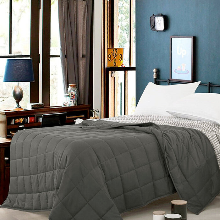 Sleep Tight Queen Size Weighted Blanket for a Restful Night's Sleep: dark gray, white bedding set on a bed, minimal style