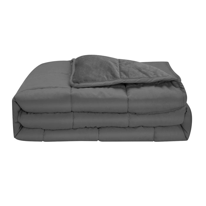 Sleep Tight Queen Size Weighted Blanket for a Restful Night's Sleep: dark gray, white bedding set on a bed, minimal style