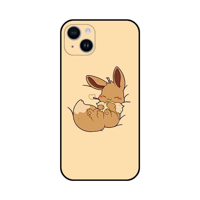 Sleeping Cute Phone Case for Smartphones: pale yellow, brown rabbit, cute cartoon style