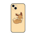 Sleeping Cute Phone Case for Smartphones: pale yellow, brown rabbit, cute cartoon style