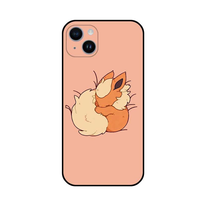 Sleeping Cute Phone Case for Smartphones: pale yellow, brown rabbit, cute cartoon style