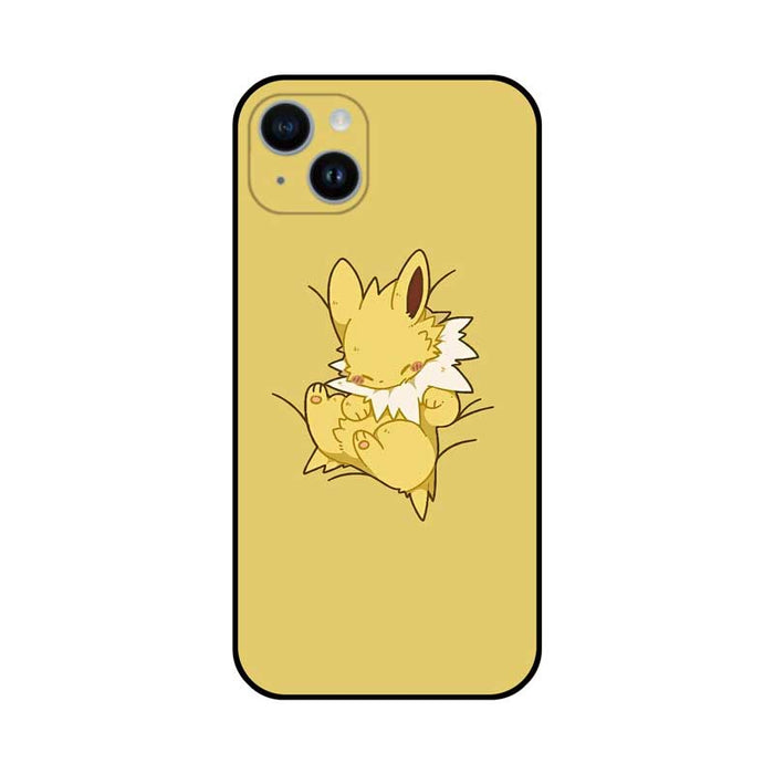 Sleeping Cute Phone Case for Smartphones: pale yellow, brown rabbit, cute cartoon style