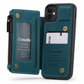 Slim Back Case with Zipper for iPhone 11 to 15 Series Blue