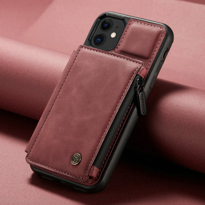 Slim Back Case with Zipper for iPhone 11 to 15 Series: teal blue, black phone case with wallet-style flip cover, minimal prac