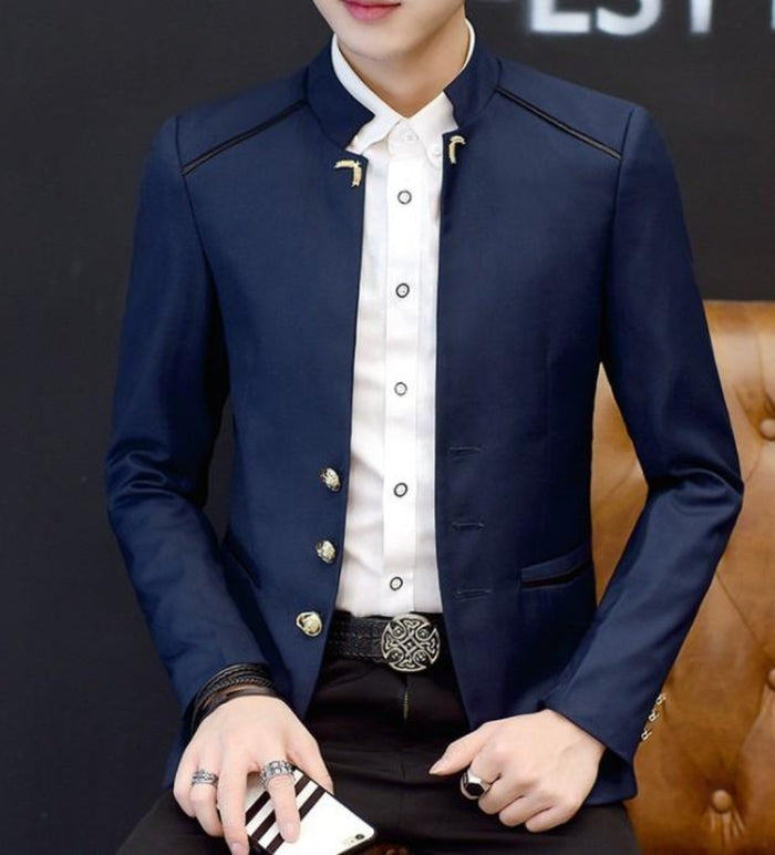 Slim Fit Blazer for Men's Fashion: dark burgundy, white men's jacket/blazer, formal, modern military-inspired style