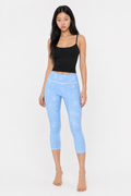 Slim Fit High Waist Floral Yoga Leggings for Women Blue
