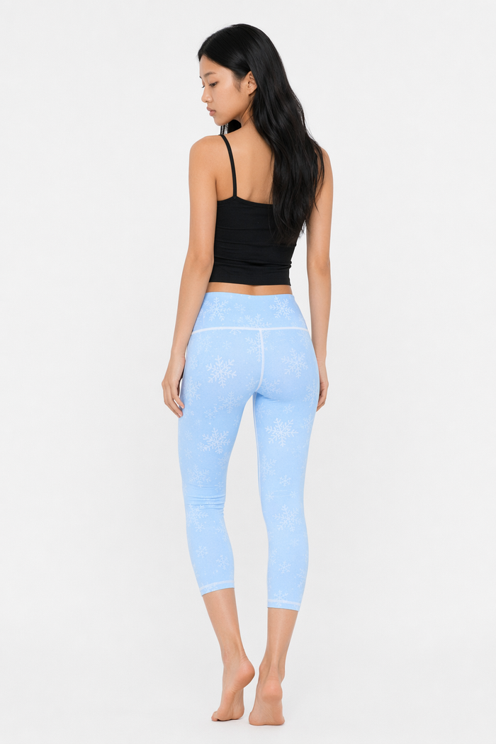 Slim Fit High Waist Floral Yoga Leggings for Women Blue
