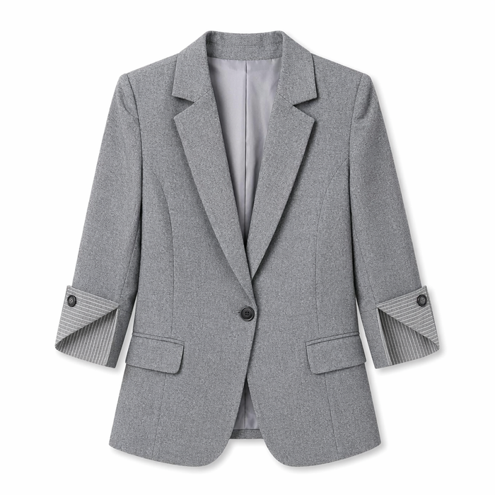 Slim Fit Korean-Inspired Blazer Jacket for Women Gray