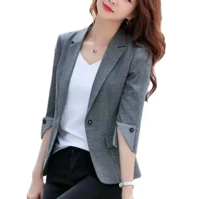 Slim Fit Korean-Inspired Blazer Jacket for Women: gray, black women's blazer jacket, tailored, casual business style