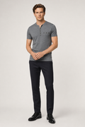 Slim Fit Men's T-Shirt with Button Embellishments for a Casual Look Gray