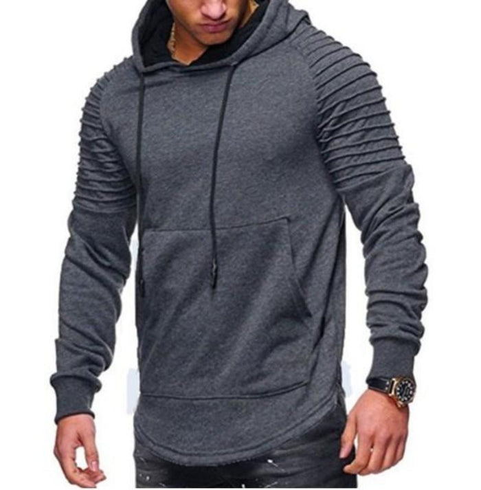 Slim Fit Motorcycle Jacket for Men in Ebony: black, dark gray hooded sweatshirt, modern casual style