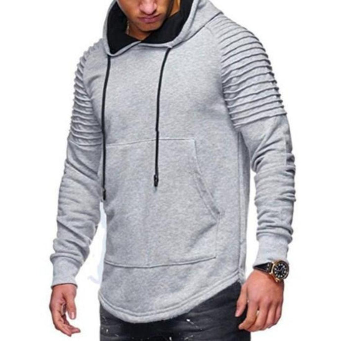 Slim Fit Motorcycle Jacket for Men in Ebony: black, dark gray hooded sweatshirt, modern casual style