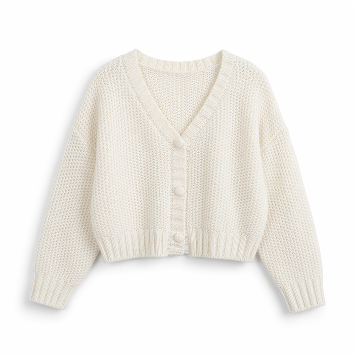 Slim Fit Short Cardigan for Women White