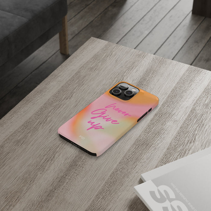 Slim iPhone Case featuring an Inspirational "Perseverance" Quote: orange, pink motivational text, colorful motivational graph